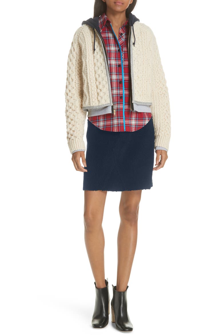 Mixed Plaid Flannel Blouse, Main, color, RED