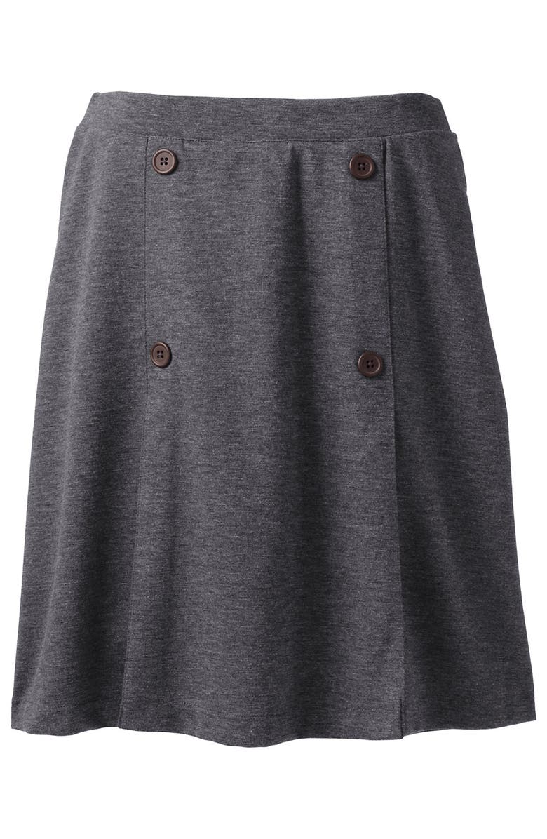 Lands' End School Uniform Ponte Button Front Skort, Alternate, color, Charcoal Heather
