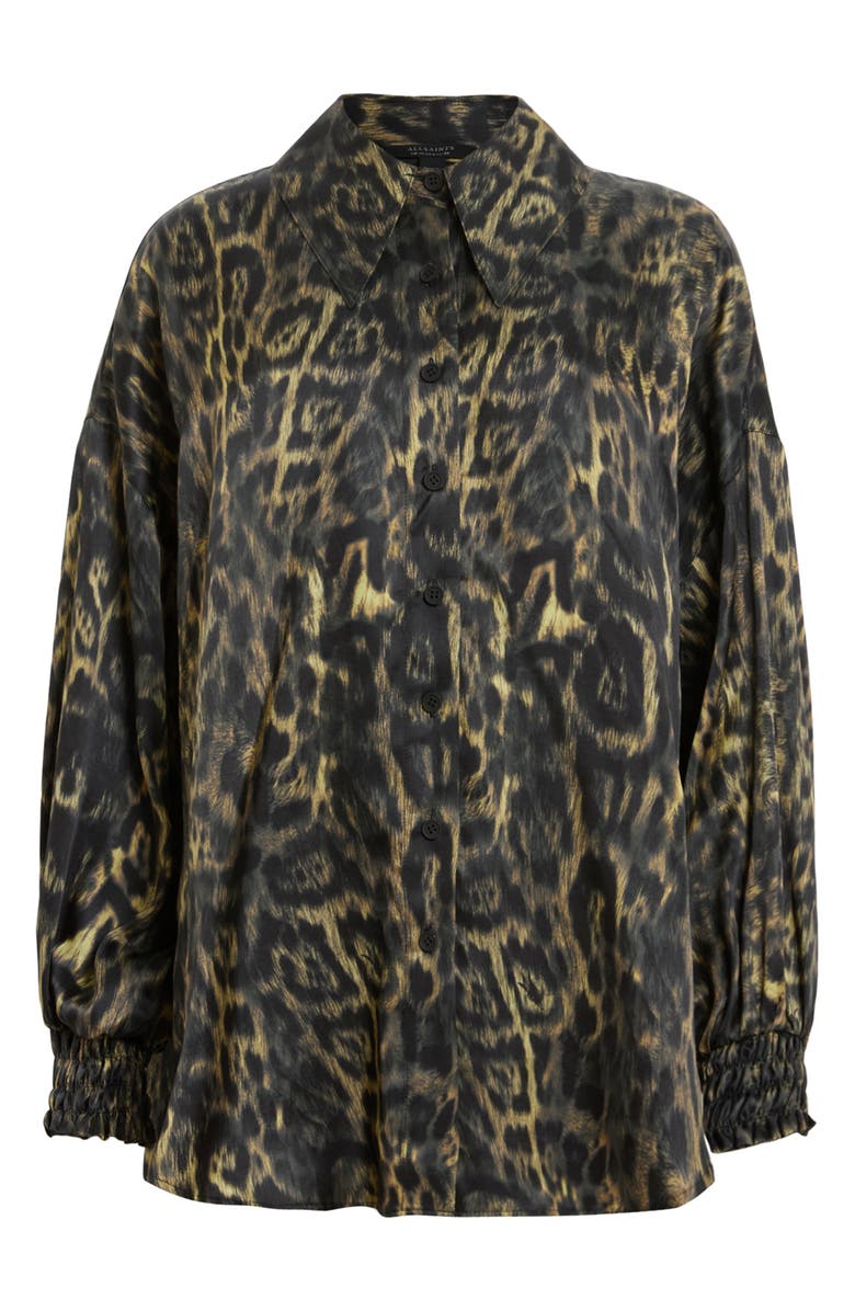 AllSaints Charli Relaxed Fit Satin Button-Up Shirt, Alternate, color, Jinx Golden Brown