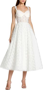 Mac Duggal Polka Dot Tulle A-Line Midi Dress