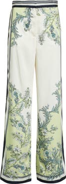Veronica Beard Grigore High Waist Wide Leg Floral Print Pants