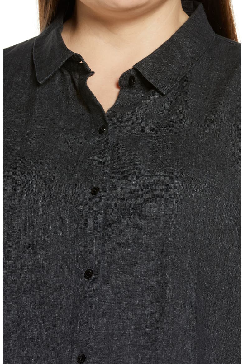 Classic Collar Organic Linen Boxy Shirt, Alternate, color, GRAPHITE