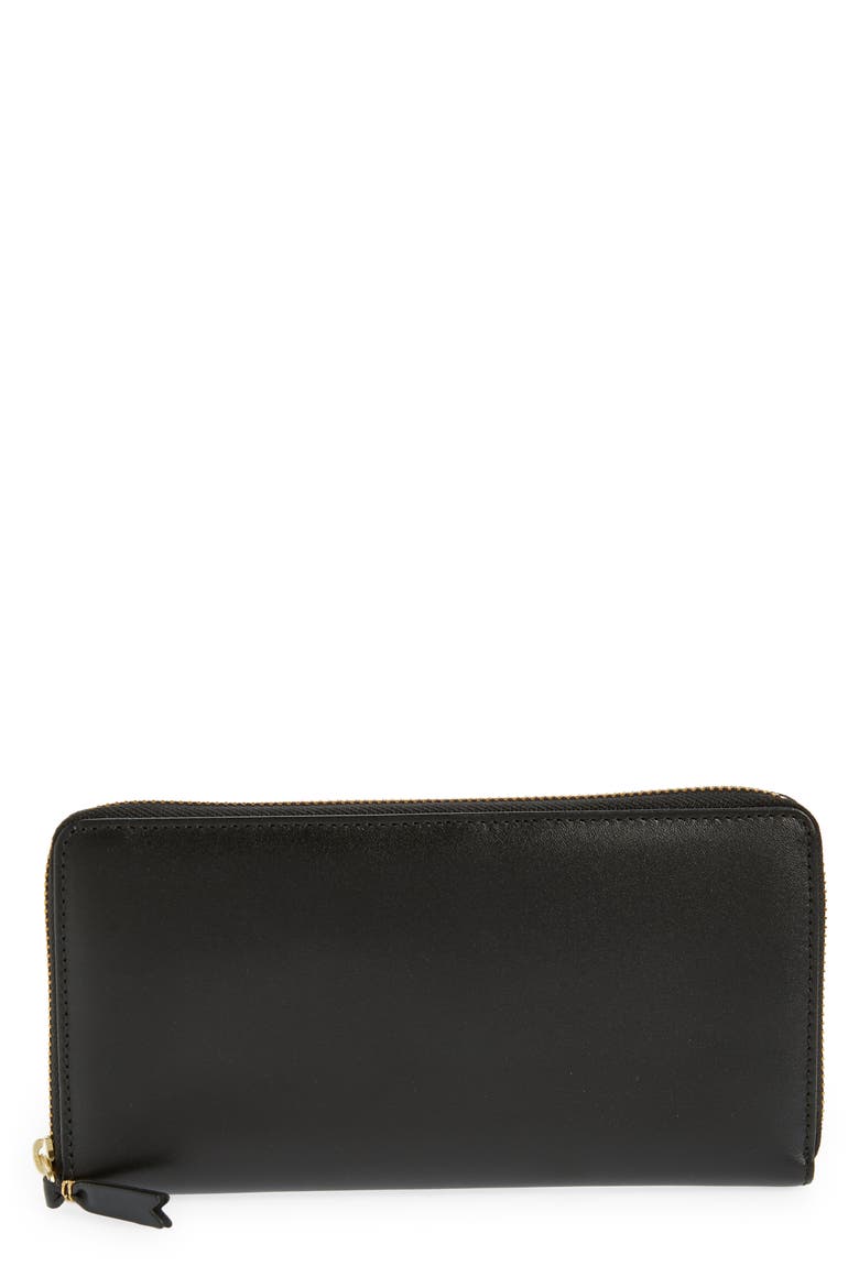 Classic Leather Zip Around Wallet, Main, color, BLACK