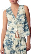 NEXT Tree Print Tie Front Sleeveless Top