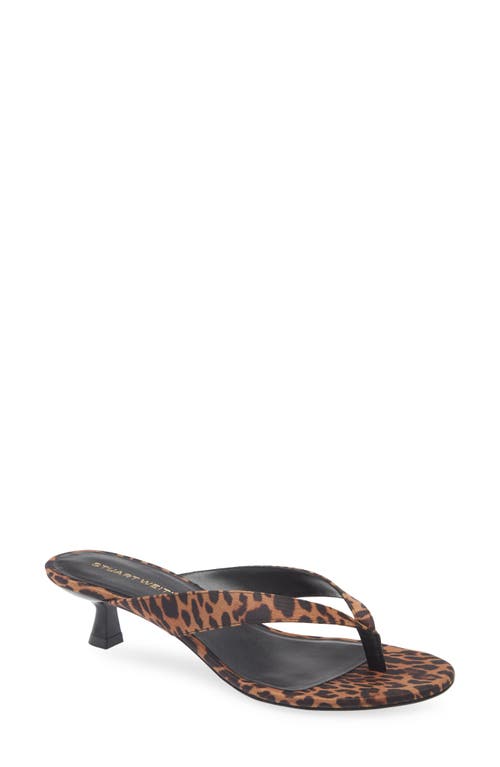Stuart Weitzman Rio Leopard-print Nylon Kitten-heel Thong Sandals