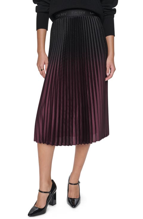 Pleated Metallic Ombré Skirt