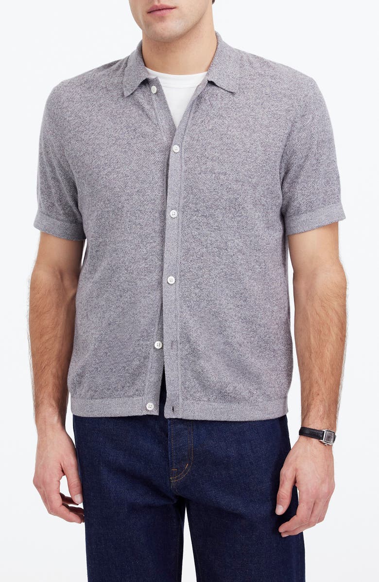 Madewell Marled Cotton Button-Up Sweater Polo, Main, color, Grey Marl