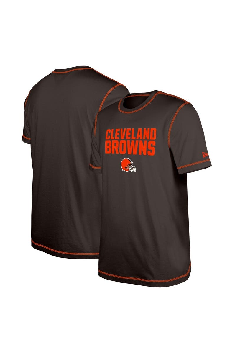 New Era Men's New Era  Brown Cleveland Browns Third Down Puff Print T-Shirt, Main, color, Brown