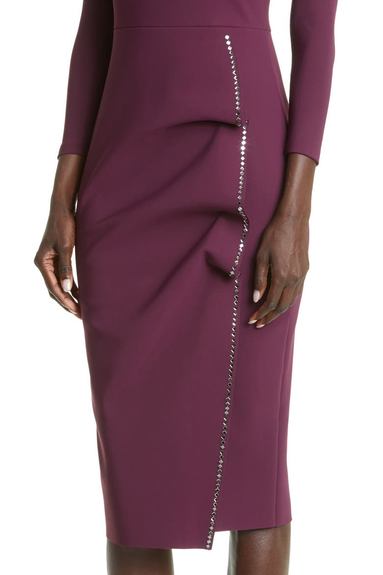 Milva Studded Long Sleeve Midi Dress, Alternate, color, BAROLO