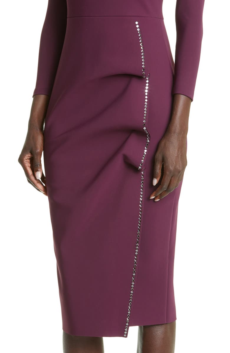 Chiara Boni La Petite Robe Milva Studded Long Sleeve Midi Dress, Alternate, color, 