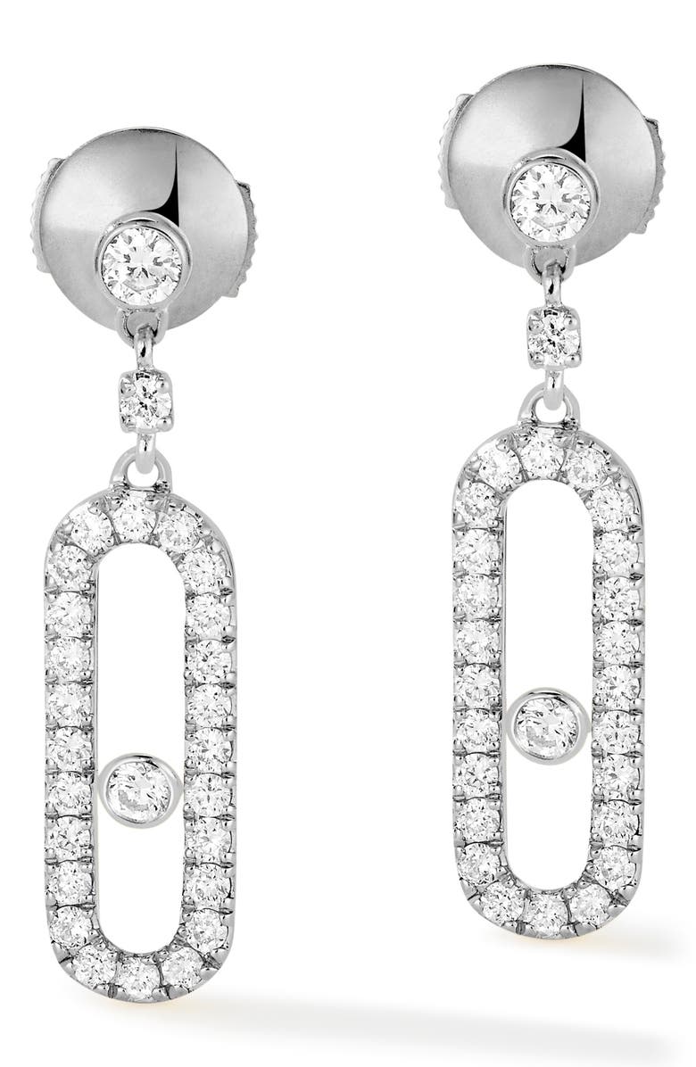 Messika Move Uno Pavé Diamond Drop Earrings, Main, color, White Gold/ Diamond