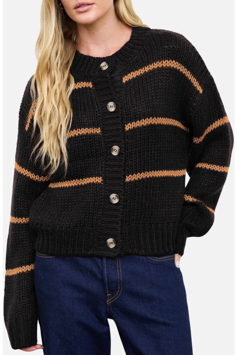 Stripe Jacquard Cardigan, Main, color, BLACK