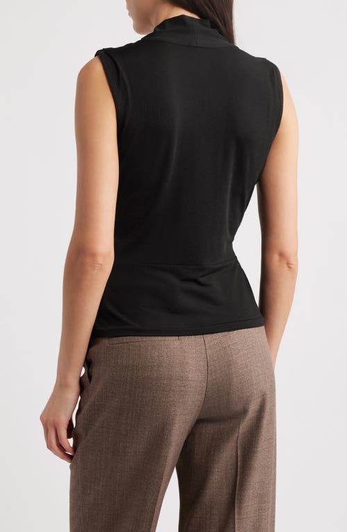 Hugo Boss Sleeveless Wrap-front Top In Stretch Crepe In Black