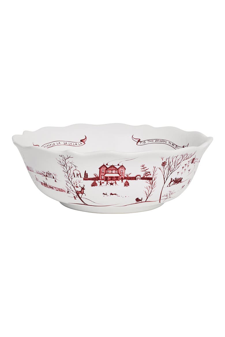 Country Estate Winter Frolic Serving Bowl, Alternate, color, RUBY