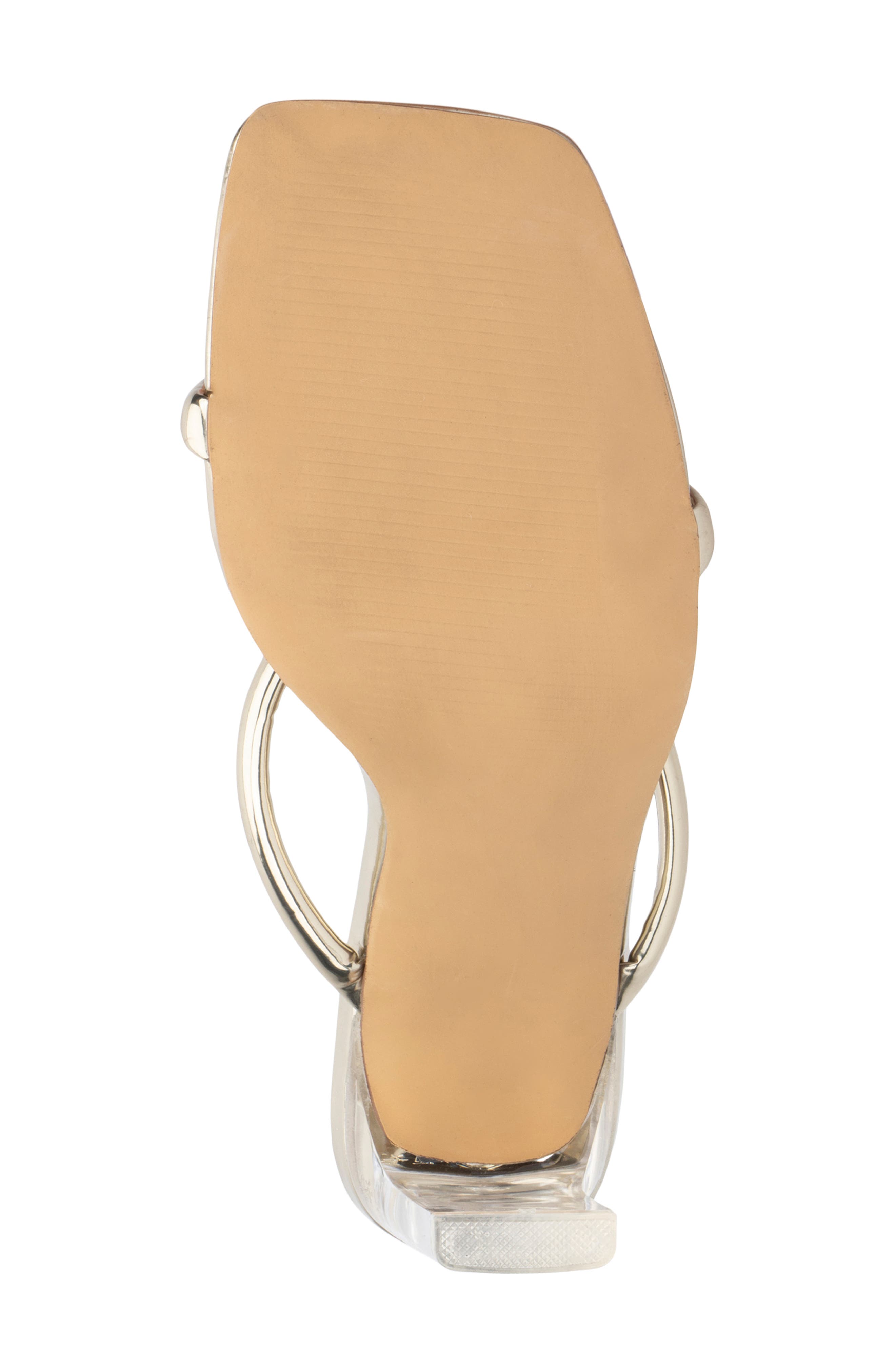 NEW YORK AND COMPANY Holly Faux Leather Lucite Heel Sandal, Alternate, color, Gold