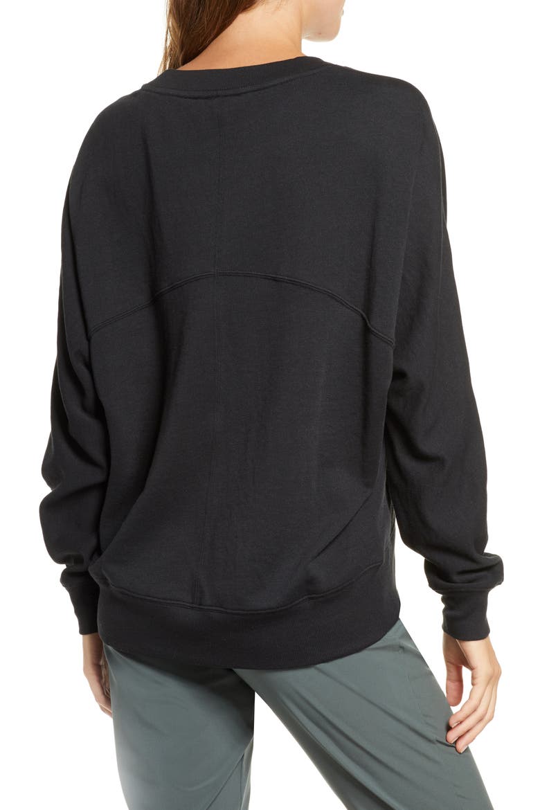 Carey Crew High/Low Sweatshirt, Alternate, color, BLACK