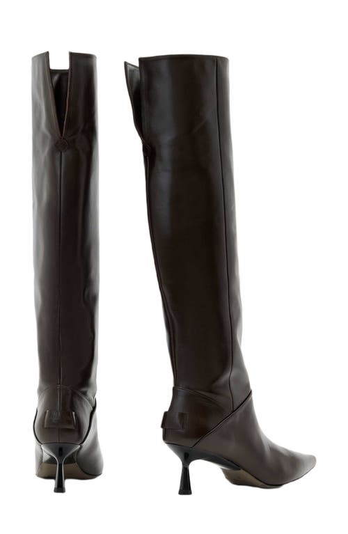 Allsaints Odyssey Knee High Leather Boots In Brown