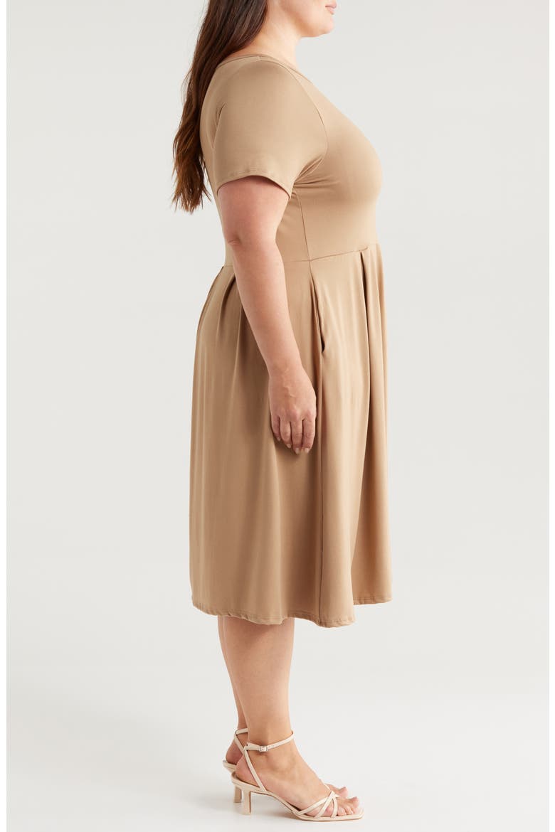 Stretch A-Line Midi Dress, Alternate, color, TAUPE
