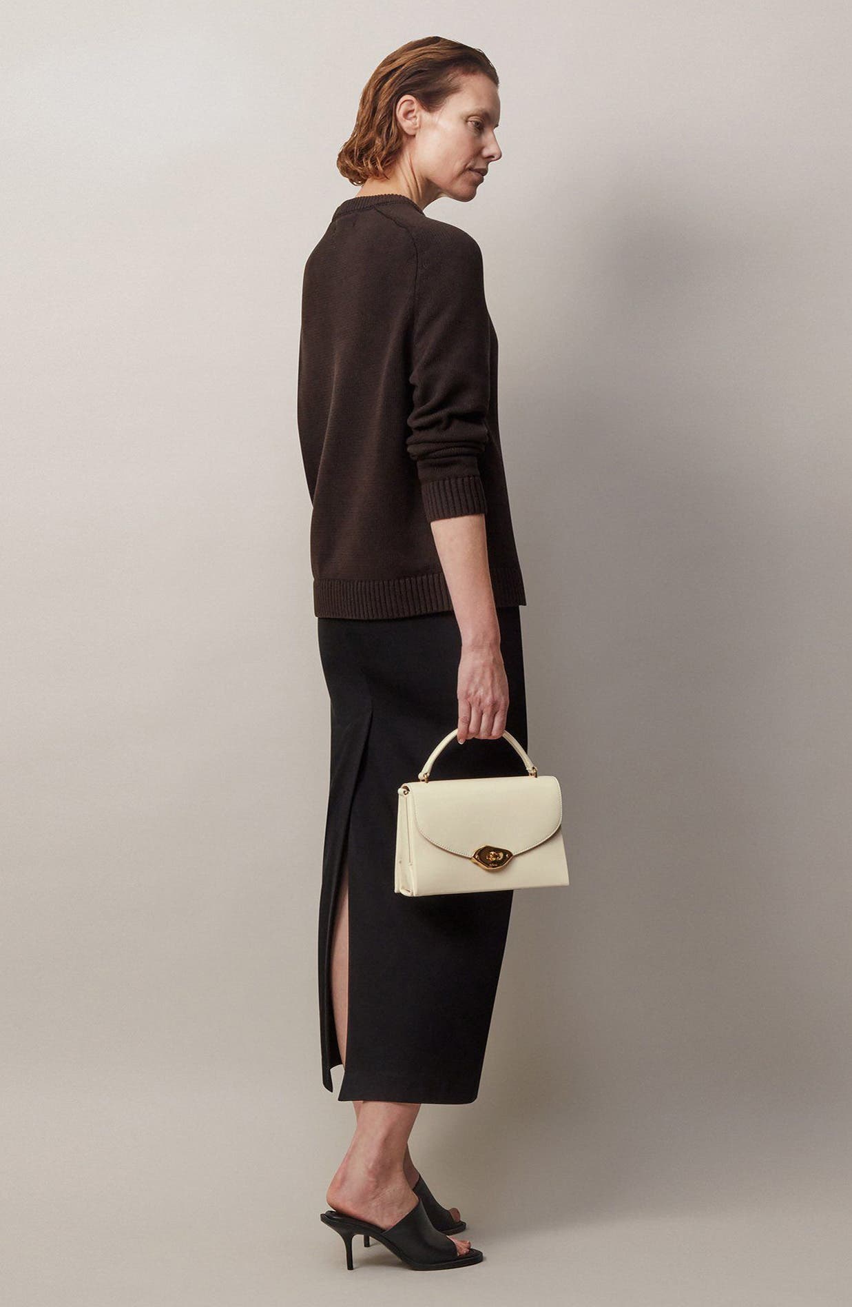 Mulberry Lana High Gloss Leather Top Handle Bag, Alternate, color, Eggshell