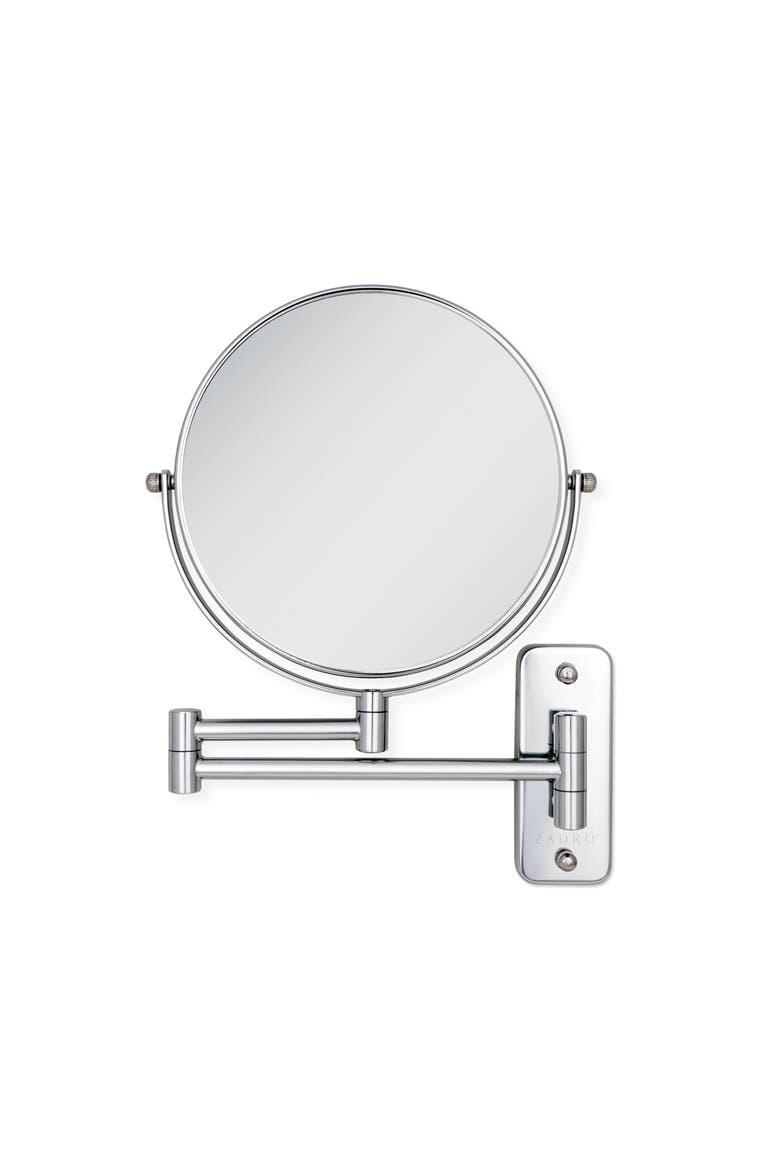 Wall Mounted Makeup Mirror with 8X/1X Magnifications, Alternate, color, Chrome