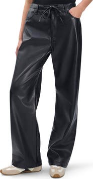 rag & bone Phoebe Faux Leather Drawstring Wide Leg Pants