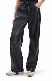 rag & bone Phoebe Faux Leather Drawstring Wide Leg Pants