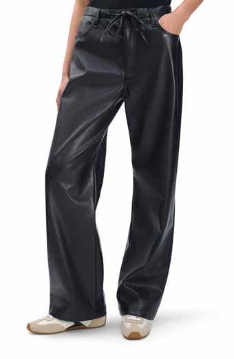 rag & bone Phoebe Faux Leather Drawstring Wide Leg Pants