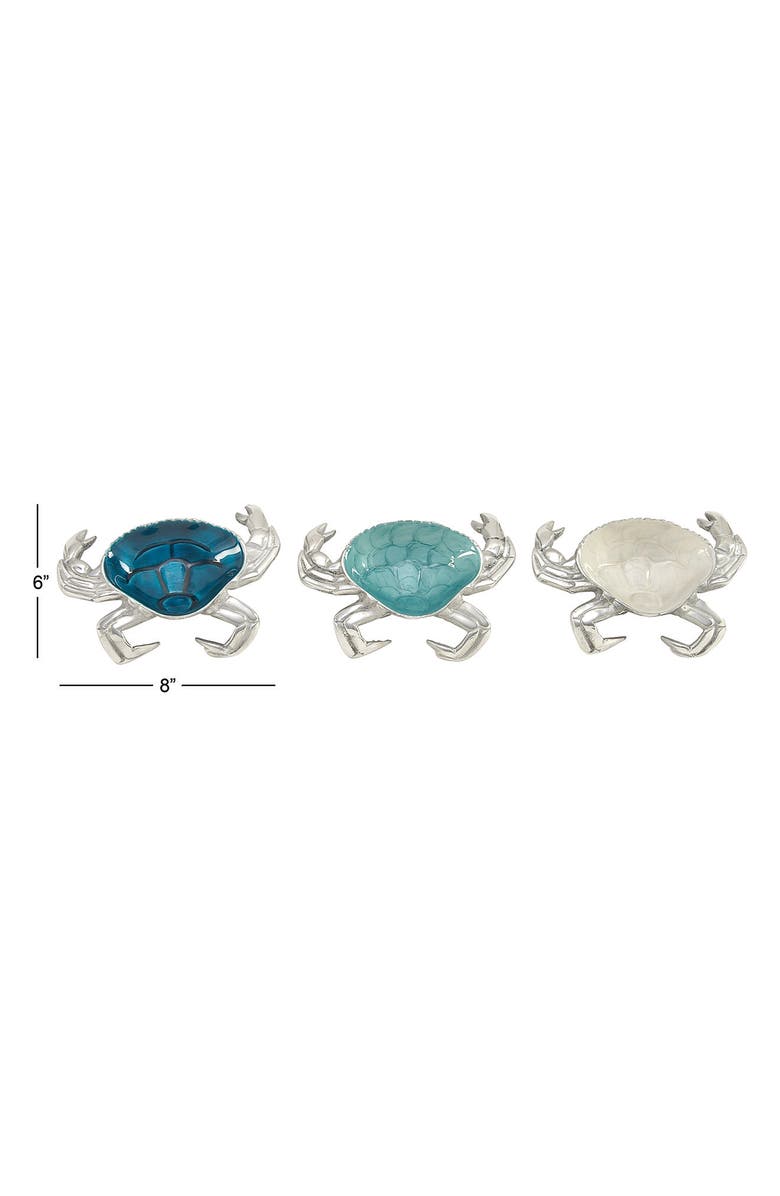WILLOW ROW Silvertone Aluminum Crab Serving Bowl with Enamel Interior - Set of 3, Alternate, color, Silver