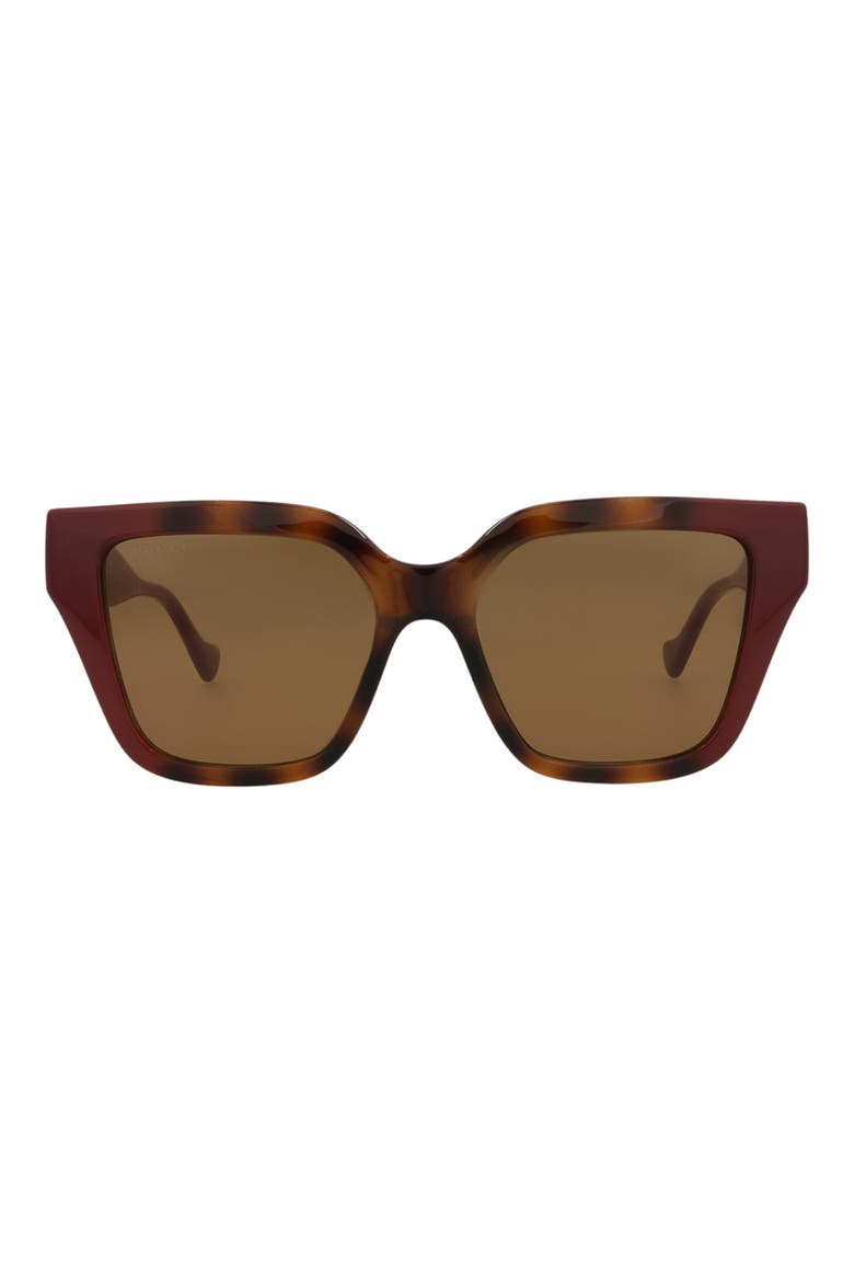 54mm Rectangular Sunglasses, Main, color, HAVANA BURGUNDY BROWN