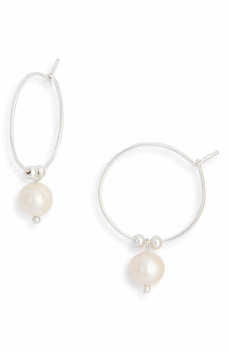 Karine Sultan Faux Pearl Beaded Hoop Earrings