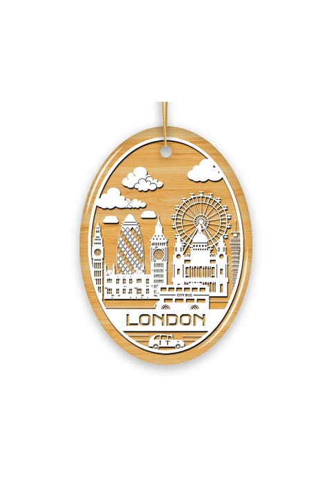 London Skyline Paper Art Oval Ceramic Ornament