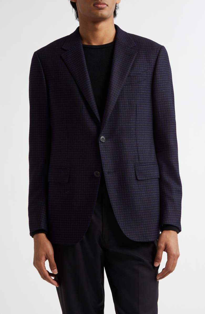 ZEGNA Check Cashmere & Linen Sport Coat, Main, color, Navy