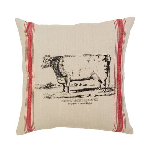 Cow Feed Sack Feed Sack Throw Pillow, 20" x 20"
