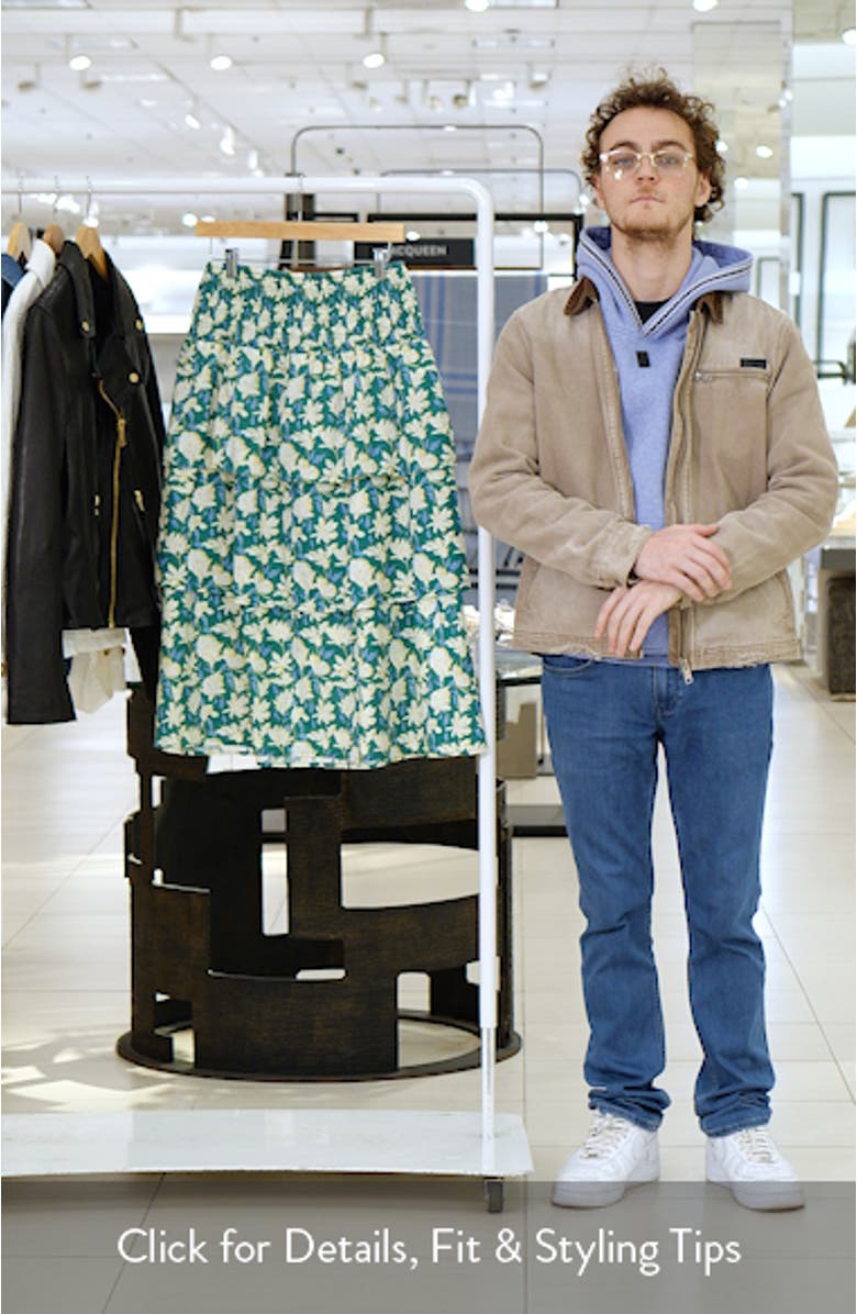 Belle Floral Print Tiered Midi Skirt, sales video thumbnail