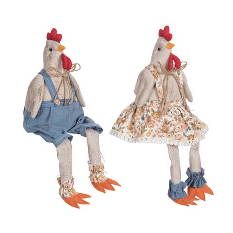 Rooster Shelf Sitters Set of 2