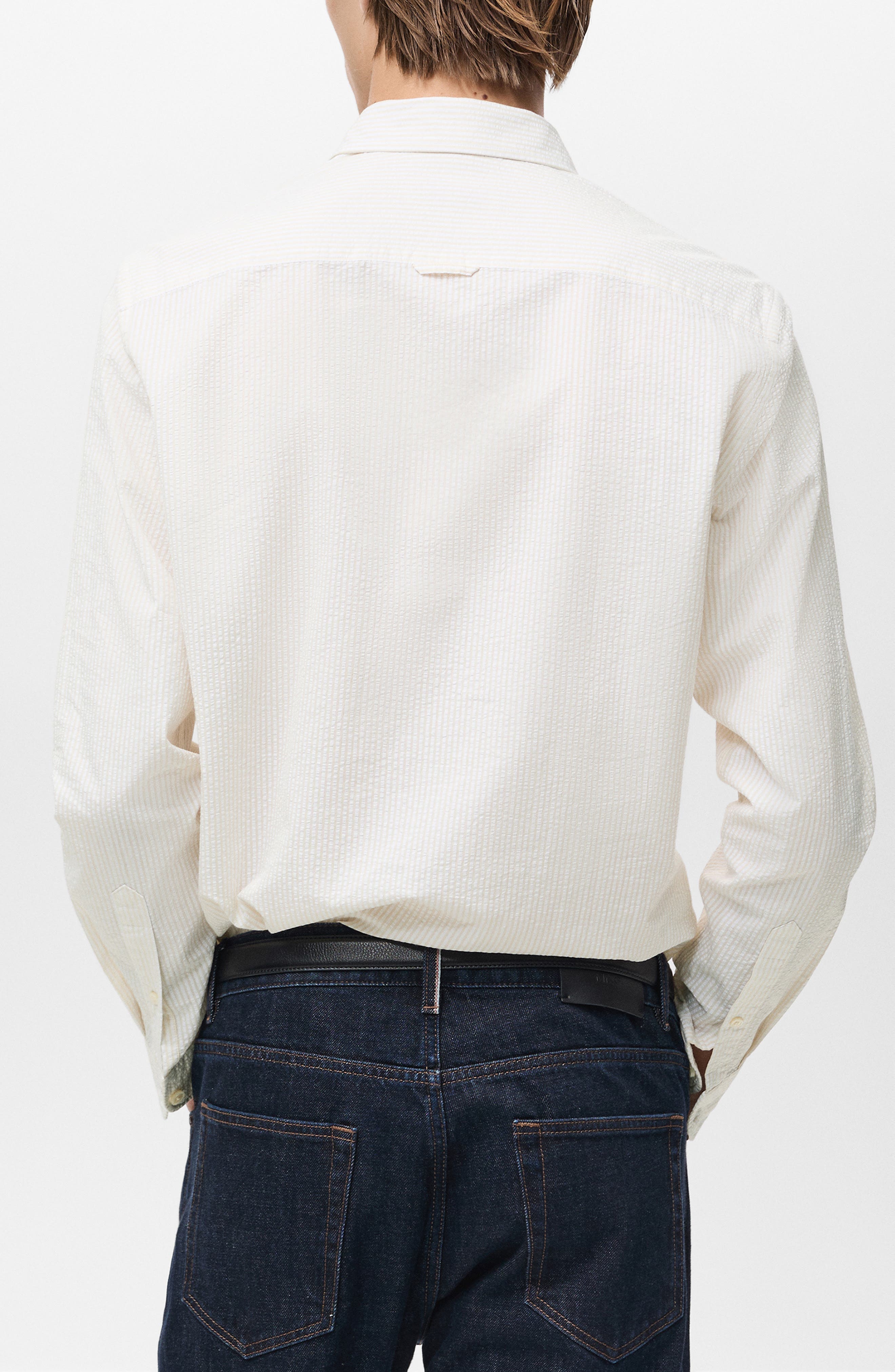 Regular Fit Stripe Seersucker Button-Up Shirt - image 2
