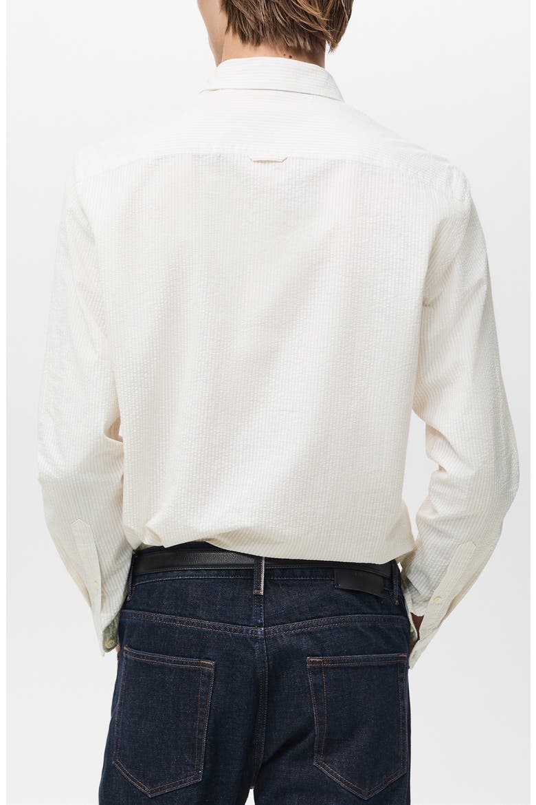 Regular Fit Stripe Seersucker Button-Up Shirt, Alternate, color, SAND