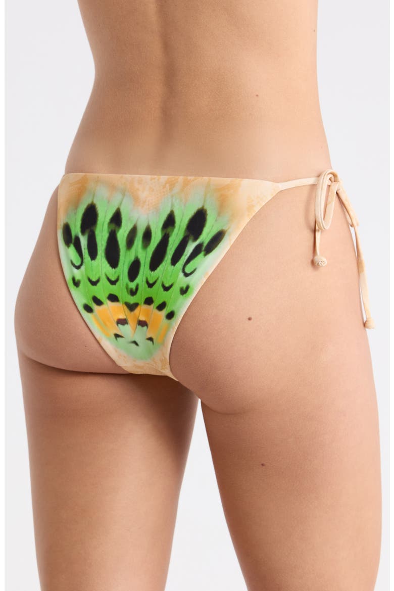 Cali Side Ties Bikini Bottoms, Alternate, color, LIME BUTTERFLY