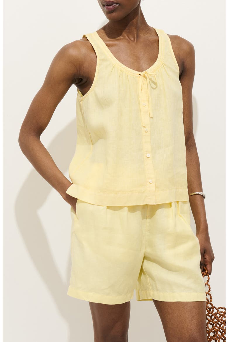 Sidney Sleeveless Linen Button-Up Top, Main, color, DOUBLE CREAM