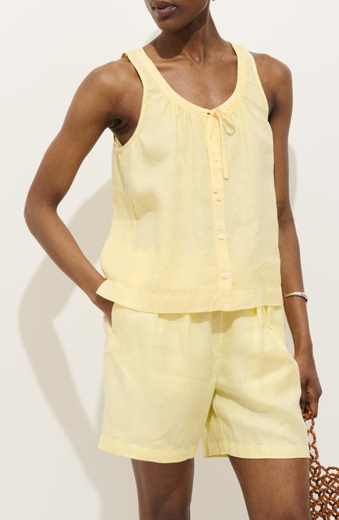 Sidney Sleeveless Linen Button-Up Top