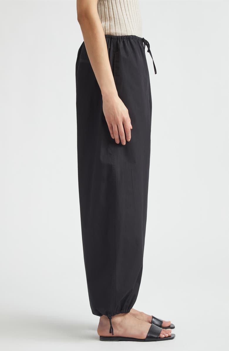 TOTEME Organic Cotton Drawstring Trousers, Alternate, color, Black