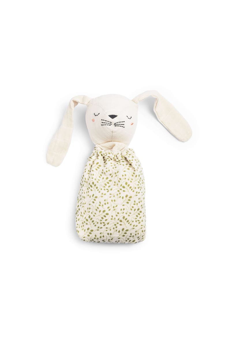 Pocket Pals Organic Cotton Lovey Toy with Contrast Fern Pocket, Alternate, color, Ecru