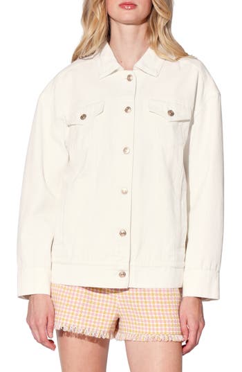 Walter Baker Raelynn Oversize Cotton Denim Trucker Jacket In White