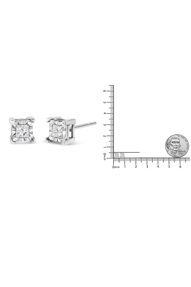 Silver 1 1/4 Cttw Princess-cut Diamond Solitaire Stud Earrings, Alternate, color, White