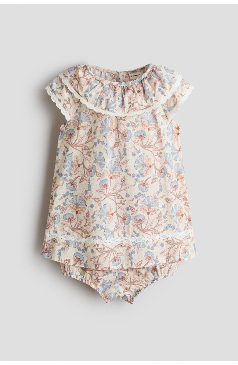 H&M 2-piece Cotton Set, Alternate, color, Light Beige/Floral