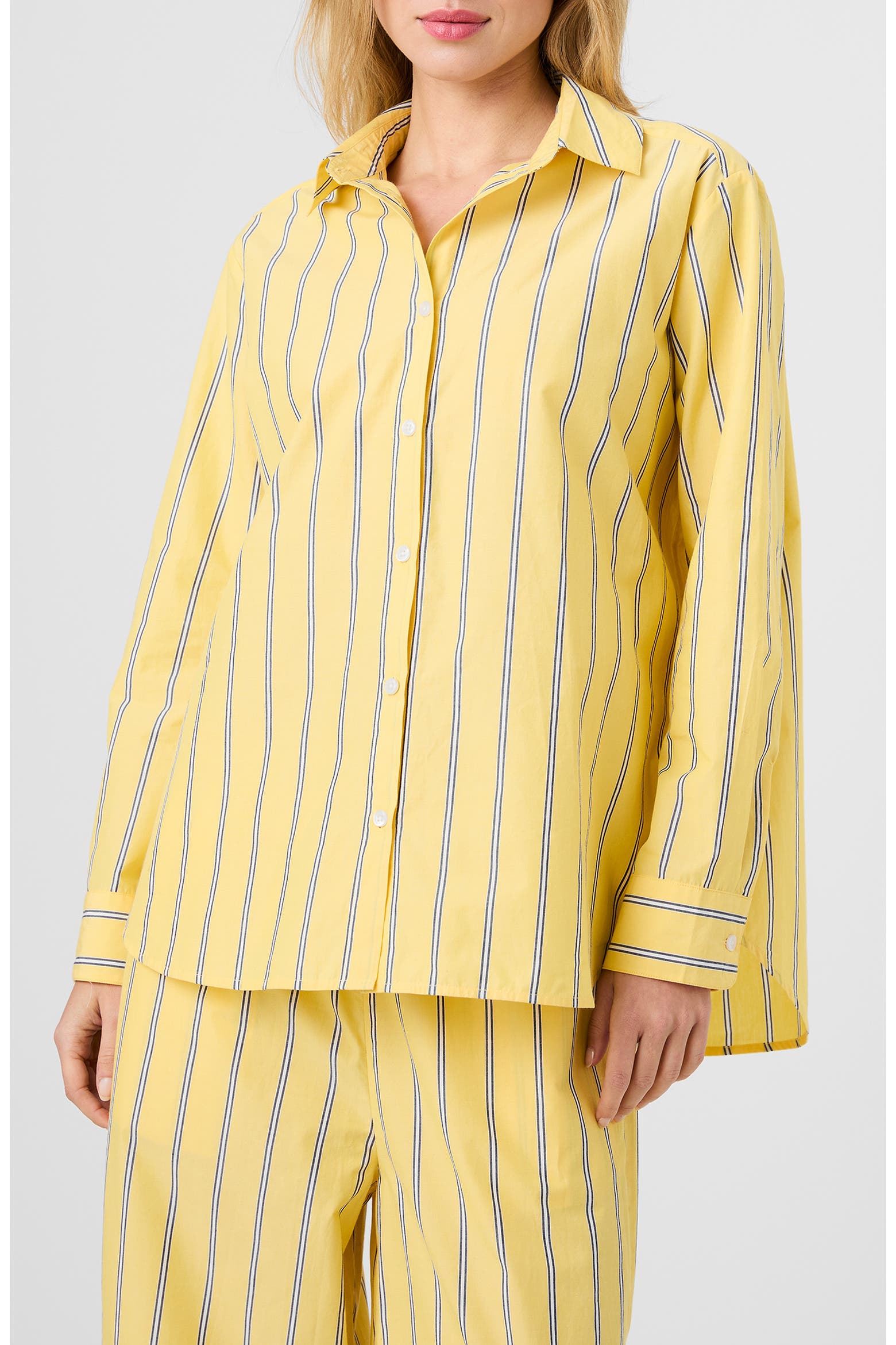 Card Color Button French Connection Rhodes Stripe Poplin Button-Up Shirt (Women) | Nordstrom
