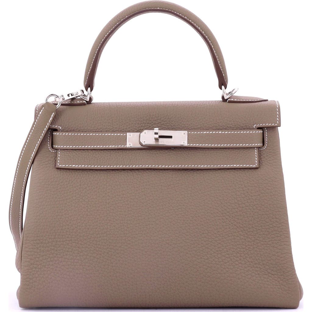 Pre-owned Hermes Hermes Kelly Handbag Grey Togo With Palladium Hardware 28 In Brown