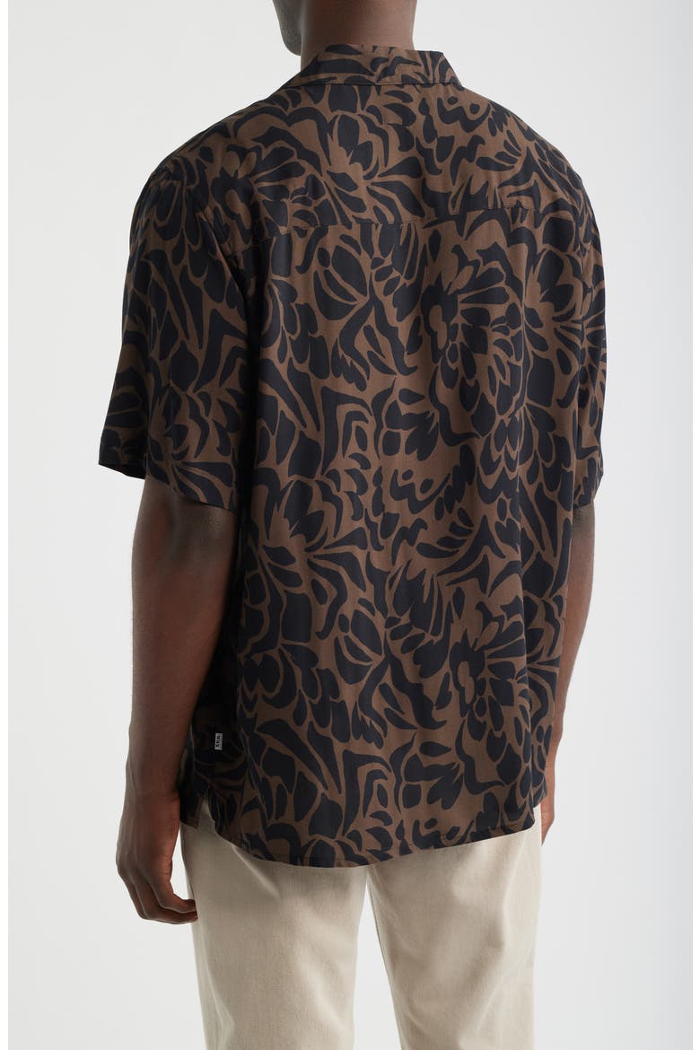 Didcot Abstract Floral Camp Shirt, Alternate, color, BLACK / BROWN