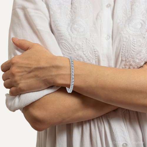 Bliss Diamond 10ct Diamond Tennis Bracelet 14k White Gold Lab Grown 7" In Silver