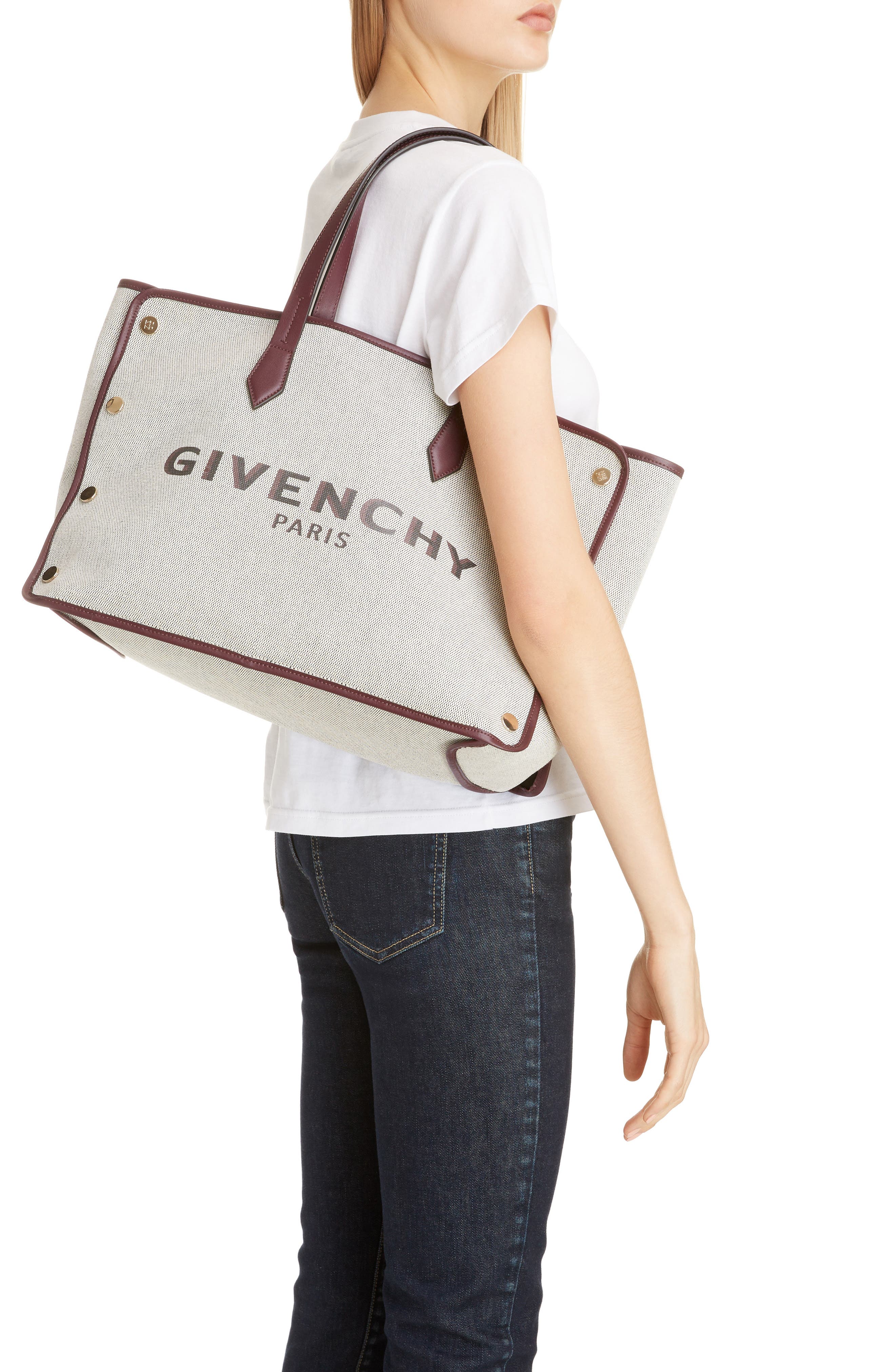 Givenchy Medium Canvas & Leather Shopper, Alternate, color, 